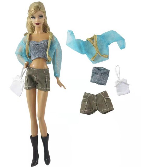 1:6 Niebieska koszula, czarna spódnica, torba - ubranka dla lalek BJD na ubrania Barbie 11.5 - Wianko - 4