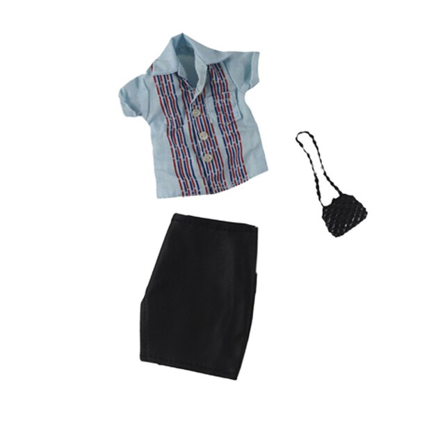 1:6 Niebieska koszula, czarna spódnica, torba - ubranka dla lalek BJD na ubrania Barbie 11.5 - Wianko - 3