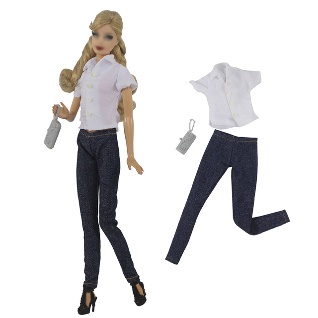 1:6 Niebieska koszula, czarna spódnica, torba - ubranka dla lalek BJD na ubrania Barbie 11.5 - Wianko - 17