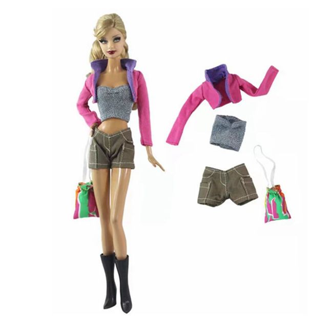 1:6 Niebieska koszula, czarna spódnica, torba - ubranka dla lalek BJD na ubrania Barbie 11.5 - Wianko - 7