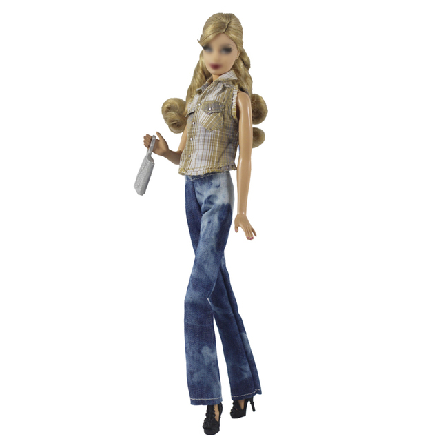 1:6 Niebieska koszula, czarna spódnica, torba - ubranka dla lalek BJD na ubrania Barbie 11.5 - Wianko - 5