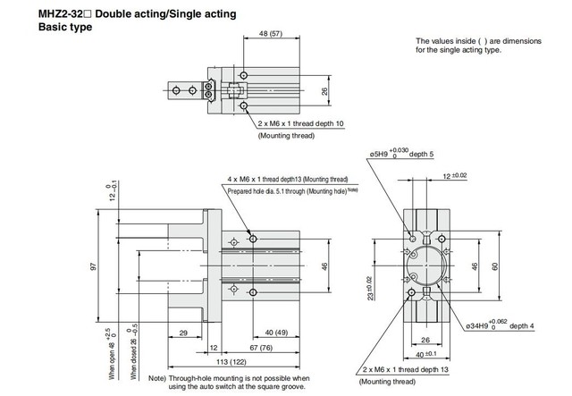 SMC Aluminium chwytak pneumatyczny dwustronnego działania MHZ2 zdolności 6D-40D - Wianko - 24