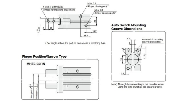 SMC Aluminium chwytak pneumatyczny dwustronnego działania MHZ2 zdolności 6D-40D - Wianko - 23