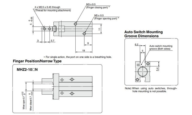 SMC Aluminium chwytak pneumatyczny dwustronnego działania MHZ2 zdolności 6D-40D - Wianko - 17