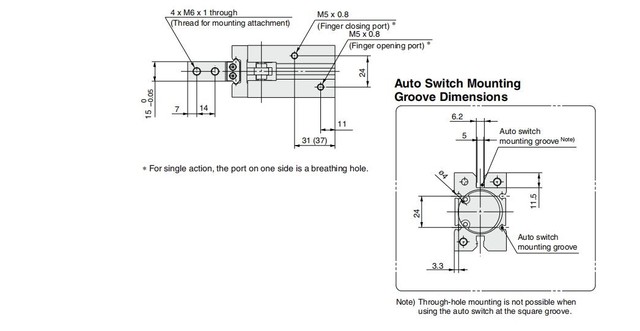 SMC Aluminium chwytak pneumatyczny dwustronnego działania MHZ2 zdolności 6D-40D - Wianko - 25