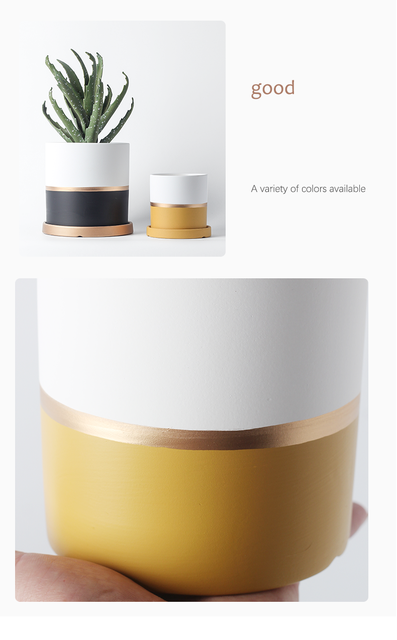 Luksusowa ceramiczna doniczka Llight z złotym kółkiem, idealna dla sukulentów, roślin zielonych i orchidei - Wianko - 3
