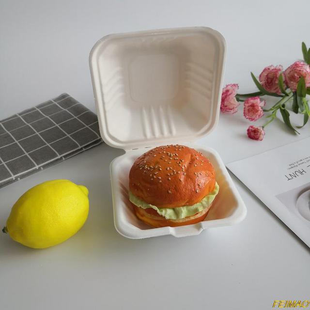 10 sztuk ekologicznych jednorazowych pojemników na Lunch - pojemniki do Bento, na owoce, ciasto, Hamburger - gotowe na posiłek - Wianko - 16