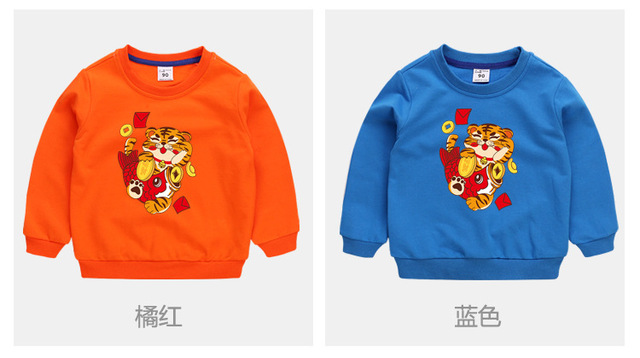 Chłopięcy sweter z nadrukiem tygrysa na wiosnę i jesień – ubranie dziecięce na Nowy Rok 2022 - Wianko - 9