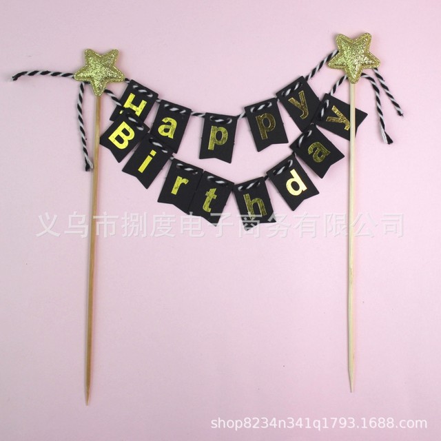 1 zestaw dekoracji tortu urodzinowego Baby Shower z flagą i gwiazdami - Wianko - 5