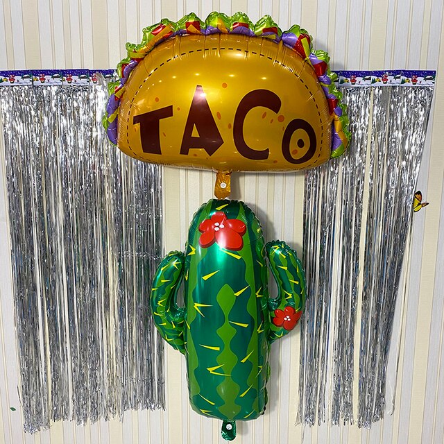 Balon aluminiowy dekoracyjny Rekin Meksykański - przysmak tropikalny, kaktus, TACO - dziecięca zabawka i dekoracja na imprezę tematyczną - Wianko - 7