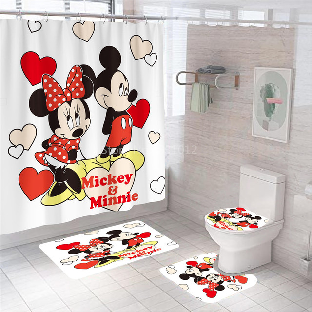 Zasłona prysznicowa Disney myszka Miki Minnie Mouse 180x180cm 1sztuka/4sztuki z 12 hakami - Wianko - 9