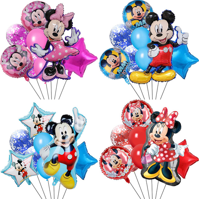 Zestaw 8 balonów foliowych z postaciami Myszki Mickey i Minnie - dekoracja urodzinowa dla dzieci i Baby shower party - Wianko - 1