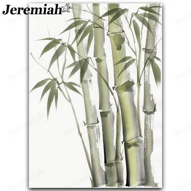Nowoczesny plakat na płótnie zielony liść bambusa - dekoracja pokoju o charakterze abstrakcyjnym i roślinnym - Wianko - 5