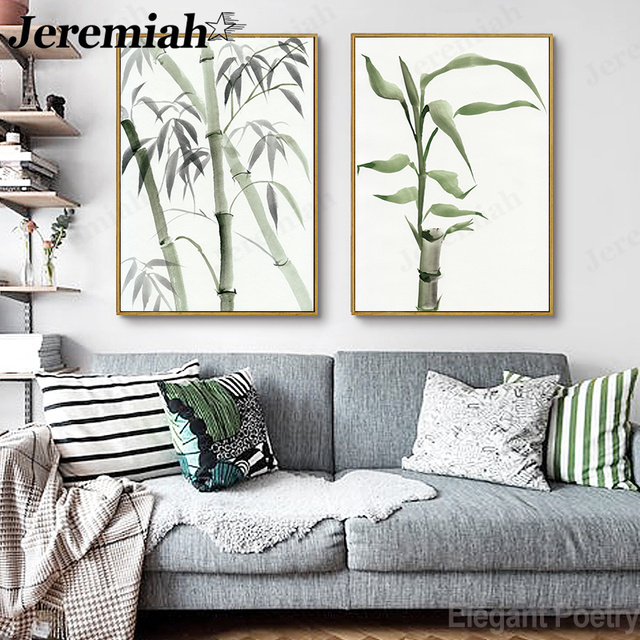 Nowoczesny plakat na płótnie zielony liść bambusa - dekoracja pokoju o charakterze abstrakcyjnym i roślinnym - Wianko - 3