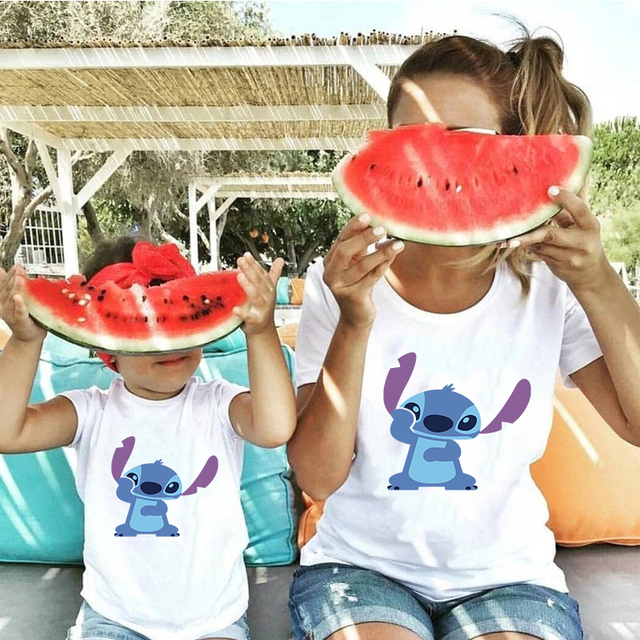Letnia koszulka Ulzzang rodzic-dziecko Disney Cute z krótkim rękawem dla dzieci - wysoka jakość i wygodne ubranie na co dzień - Wianko - 7