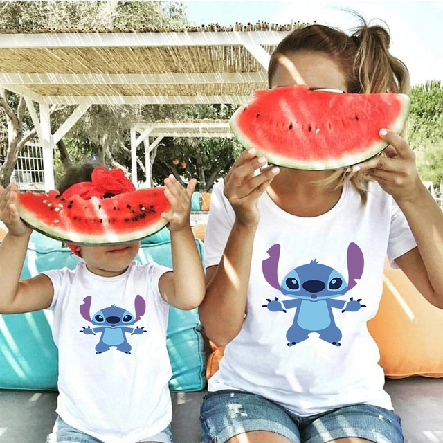 Letnia koszulka Ulzzang rodzic-dziecko Disney Cute z krótkim rękawem dla dzieci - wysoka jakość i wygodne ubranie na co dzień - Wianko - 8