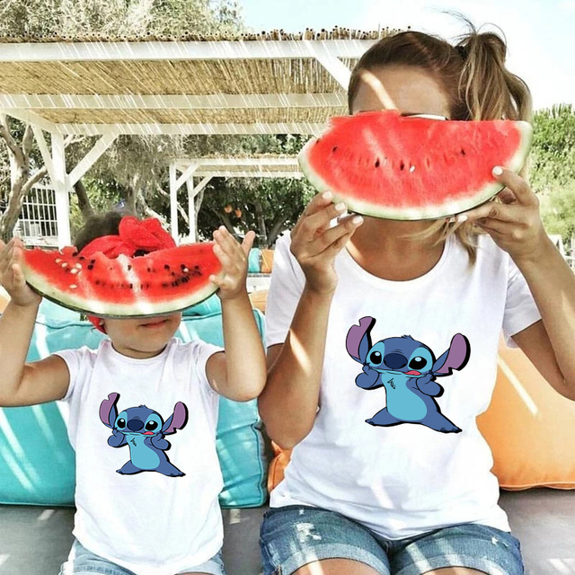 Letnia koszulka Ulzzang rodzic-dziecko Disney Cute z krótkim rękawem dla dzieci - wysoka jakość i wygodne ubranie na co dzień - Wianko - 3
