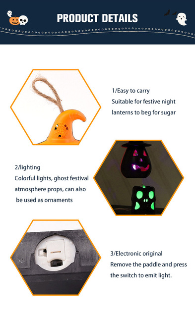 Lampa LED Light Skull Head 2020 - kolorowy lampion z dyni na Halloween, wisząca dekoracja dla domu i baru - Wianko - 13