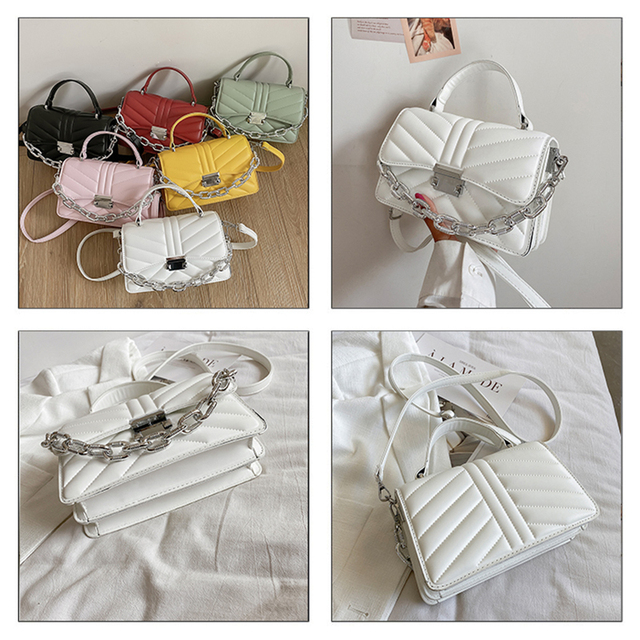 Dorywczo jednokolorowe skórzane torby na ramię Crossbody dla kobiet - 2021 Fashion Lady, mała torba kwadratowa, wysokiej jakości - Wianko - 9