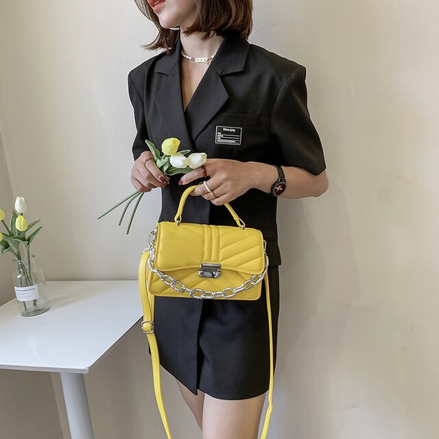 Dorywczo jednokolorowe skórzane torby na ramię Crossbody dla kobiet - 2021 Fashion Lady, mała torba kwadratowa, wysokiej jakości - Wianko - 1