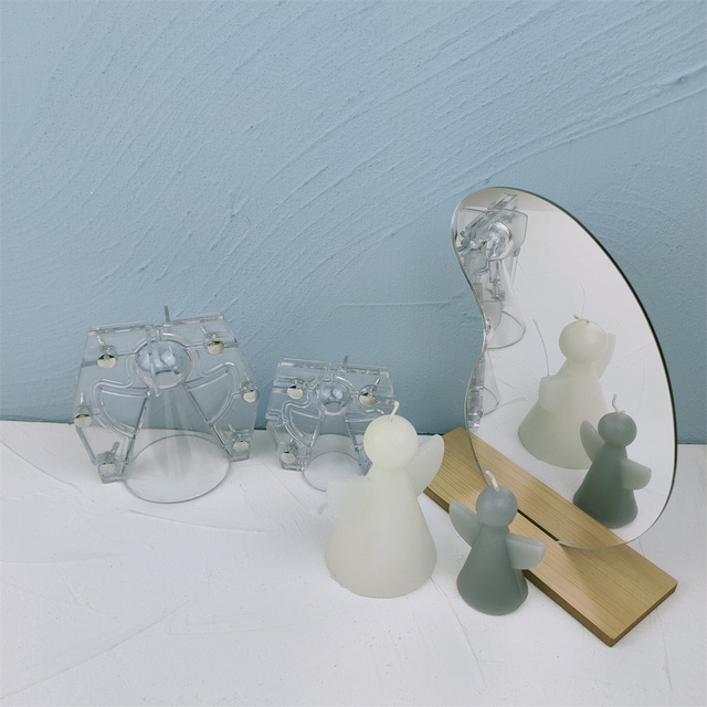 Forma DIY na anioła bożonarodzeniowego 3D z akrylową świecą zapachową - gipsowy aromaterapeutyczny odlew do robienia mydeł i ozdób domowych na święta Xmas Festival - Wianko - 3