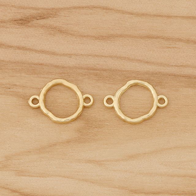 20 sztuk złotych tonowanych, młotkiem otwartych, okrągłych kółko złączek charms do tworzenia własnych naszyjników i bransoletek (17x12mm) - Wianko - 1