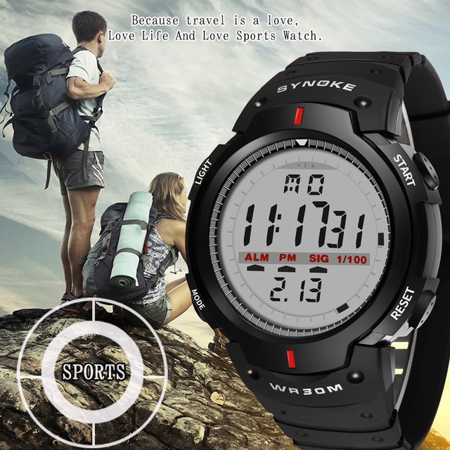 Męski zegarek sportowy SYNOKE 30M wodoodporny cyfrowy zegar elektroniczny Shock Style G na rękę, czarny - Wianko - 8