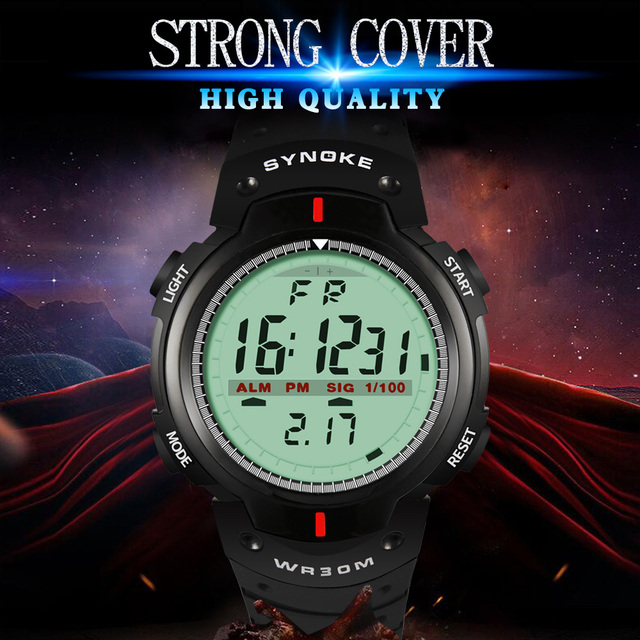 Męski zegarek sportowy SYNOKE 30M wodoodporny cyfrowy zegar elektroniczny Shock Style G na rękę, czarny - Wianko - 6