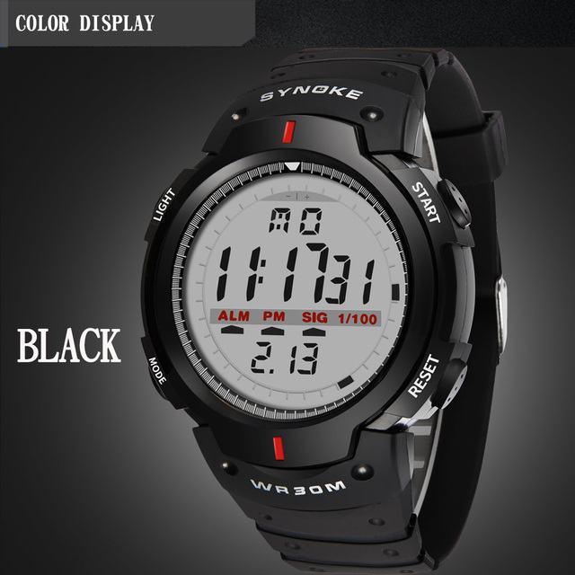 Męski zegarek sportowy SYNOKE 30M wodoodporny cyfrowy zegar elektroniczny Shock Style G na rękę, czarny - Wianko - 19