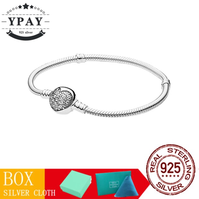 925 srebrny łańcuszek żmijka bransoletka z lśniącą koroną dla kobiet 100% oryginalna biżuteria - Wianko - 3