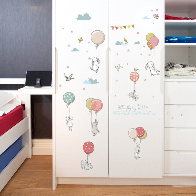 Naklejki ścienne DIY z kolorowymi balonami i uroczymi kartoonami dla dzieci - J20 #40 - Wianko - 4