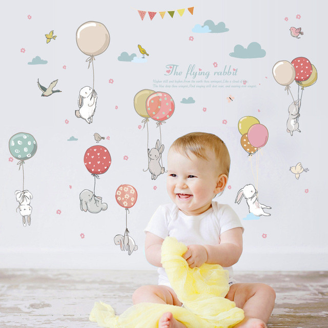 Naklejki ścienne DIY z kolorowymi balonami i uroczymi kartoonami dla dzieci - J20 #40 - Wianko - 2