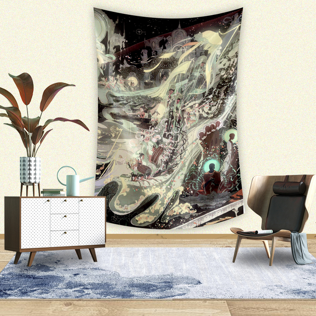 Gobelin dekoracyjny z wizerunkiem buddy - wystrój pokoju, ściany, wiszący - estetyczny i kawaii - Wianko - 2