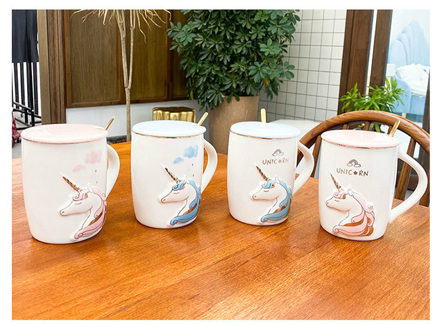 Kubek ceramiczny z kreskówkowym jednorożcem w kolorze niebieskim/różowym - Wianko - 5