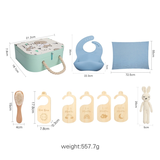 Zestaw ręczników kąpielowych dla dzieci - 100% bawełna, śliniaki, silikonowa szczotka Bunny, pacynka - idealne prezenty dla noworodka - Wianko - 2