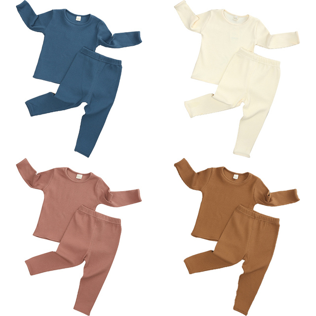 Nowe jesienne zestawy piżam dziecięcych: bluzka z długim rękawem + spodnie, dla dziewczynek i chłopców, bawełna, 2 sztuki - Wianko - 4