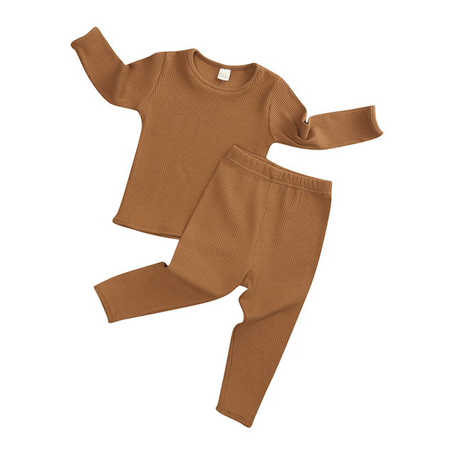 Nowe jesienne zestawy piżam dziecięcych: bluzka z długim rękawem + spodnie, dla dziewczynek i chłopców, bawełna, 2 sztuki - Wianko - 14