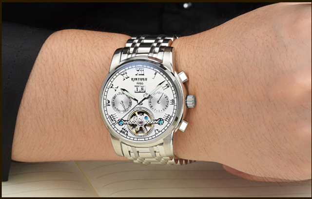 Męski zegarek automatyczny mechaniczny KINYUED biznesowy ze stali nierdzewnej, luksusowy marki, wodoodporny, relogio - Wianko - 16