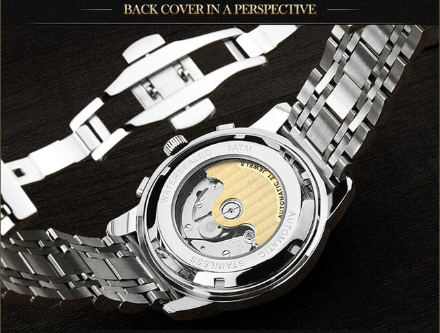 Męski zegarek automatyczny mechaniczny KINYUED biznesowy ze stali nierdzewnej, luksusowy marki, wodoodporny, relogio - Wianko - 9