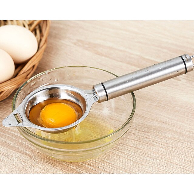Ręczny separator białka od żółtka jajko - stal nierdzewna, długi uchwyt - Wianko - 1