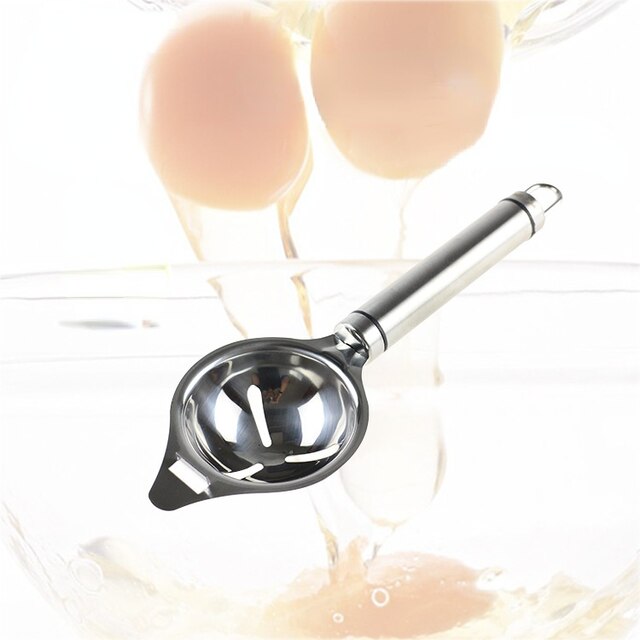 Ręczny separator białka od żółtka jajko - stal nierdzewna, długi uchwyt - Wianko - 2