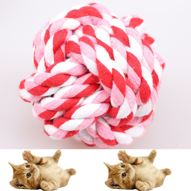 Zabawka dla psa - Zęby trzonowe 1x / Gryzak odporne na zgryz bawełniana piłka ze sznurowanym uchwytem - Wianko - 5