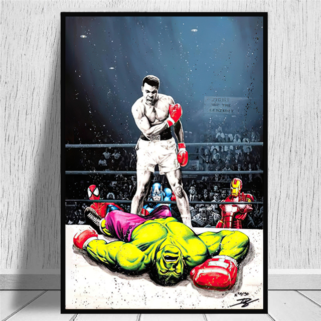 Malarstwo: Muhammad Ali kontra Hulk - obrazy na płótnie do dekoracji domu - Wianko - 9