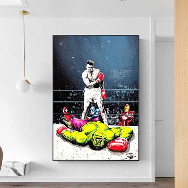 Malarstwo: Muhammad Ali kontra Hulk - obrazy na płótnie do dekoracji domu - Wianko - 5