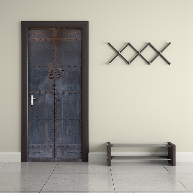 Kreatywne DIY 3D naklejki na drzwi - wzór do dekoracji domu, idealne na stare drewniane drzwi, duże ściany, salon - Wianko - 2
