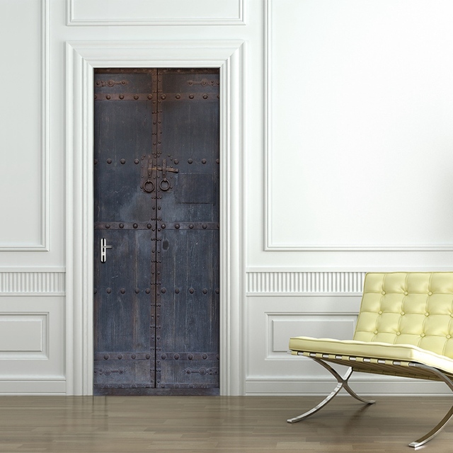 Kreatywne DIY 3D naklejki na drzwi - wzór do dekoracji domu, idealne na stare drewniane drzwi, duże ściany, salon - Wianko - 3