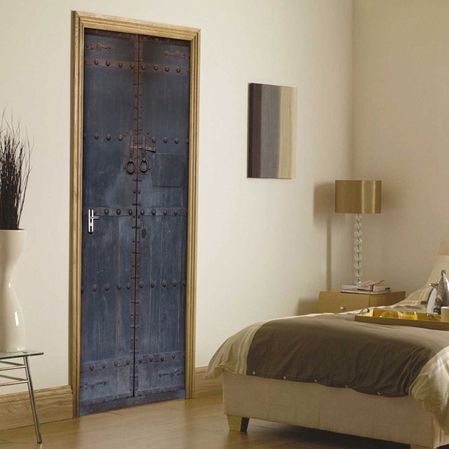 Kreatywne DIY 3D naklejki na drzwi - wzór do dekoracji domu, idealne na stare drewniane drzwi, duże ściany, salon - Wianko - 4