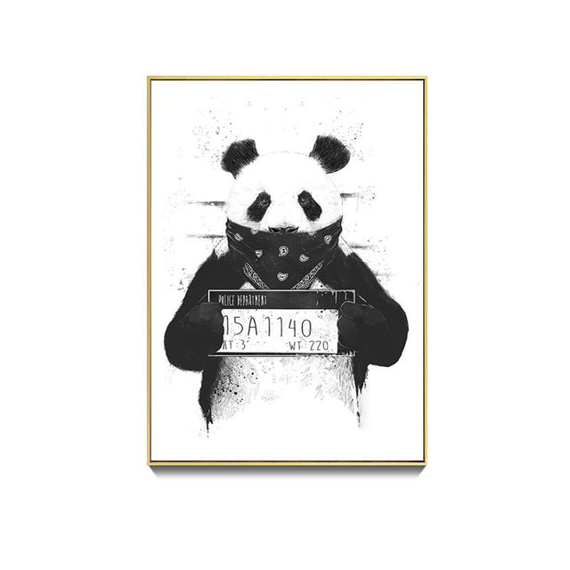 Uroczy plakat na płótnie ze zdjęciem czarno-białej bambusowej pandy - dekoracja wnętrza - Wianko - 8