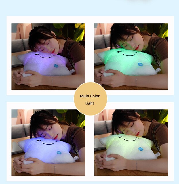 Pluszowa poduszka z kolorowymi gwiazdkami i podświetleniem LED - 35CM, miękka i wypchana, idealna dla dzieci i dziewczynek - Wianko - 9