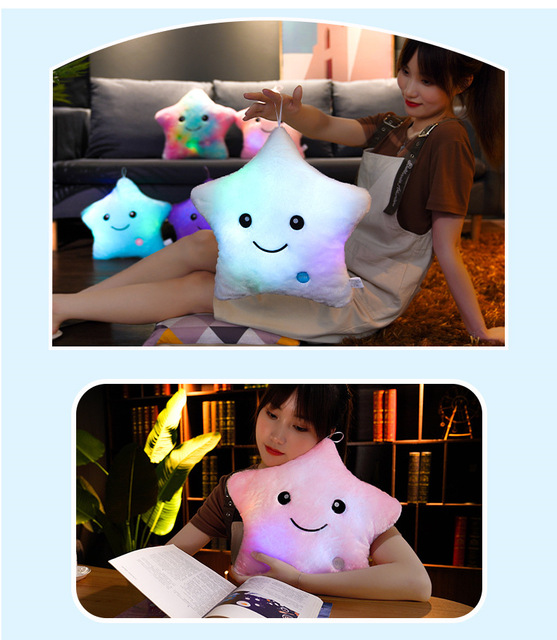 Pluszowa poduszka z kolorowymi gwiazdkami i podświetleniem LED - 35CM, miękka i wypchana, idealna dla dzieci i dziewczynek - Wianko - 7